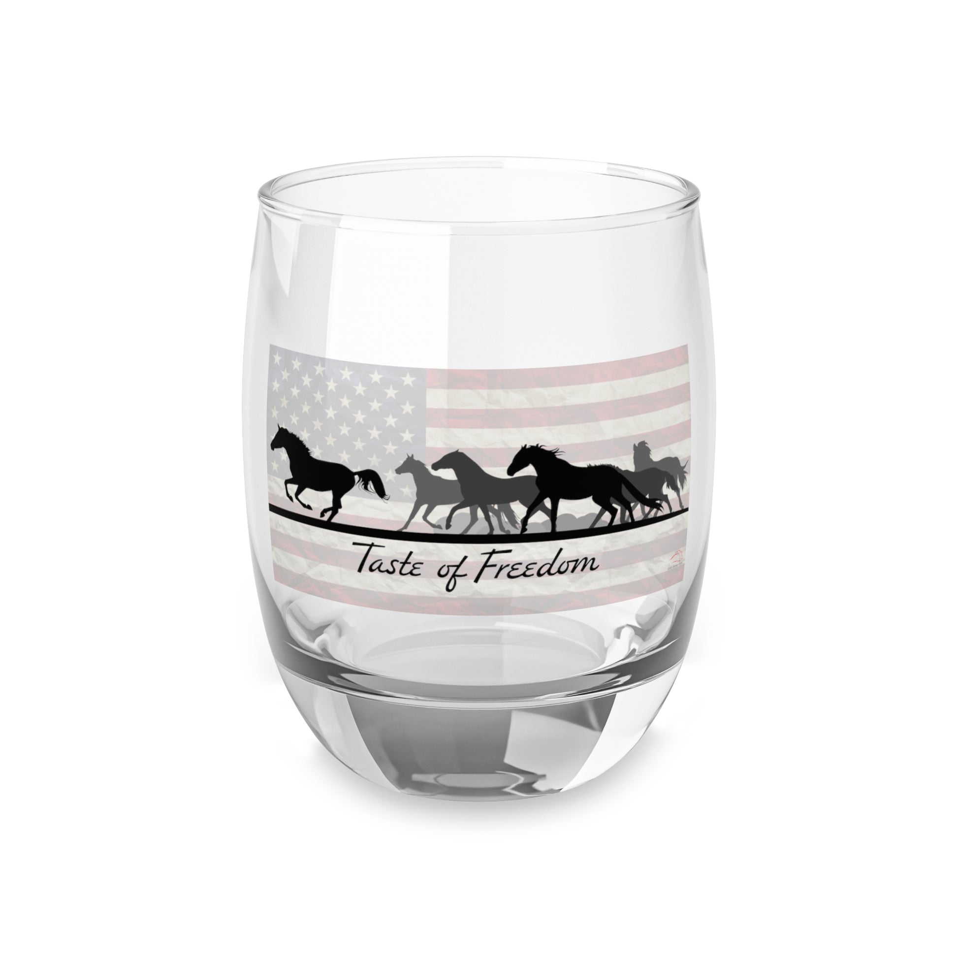 Bourbon Glass with Horses - Taste of Freedom