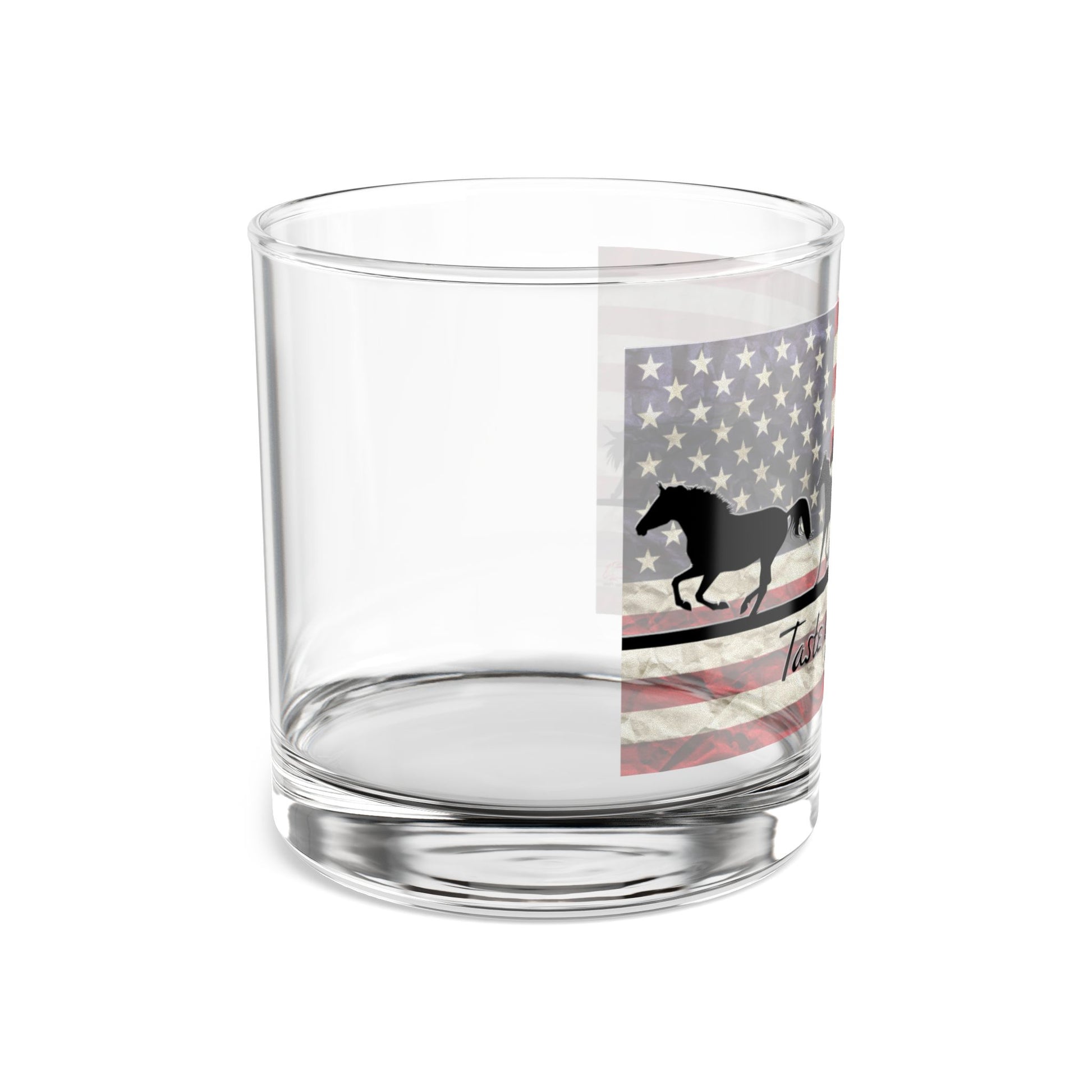 Patriotic Rocks Glass, American Flag Decor, Gift for Horse Lovers, Freedom Themed Drinkware, Country Style Home Bar