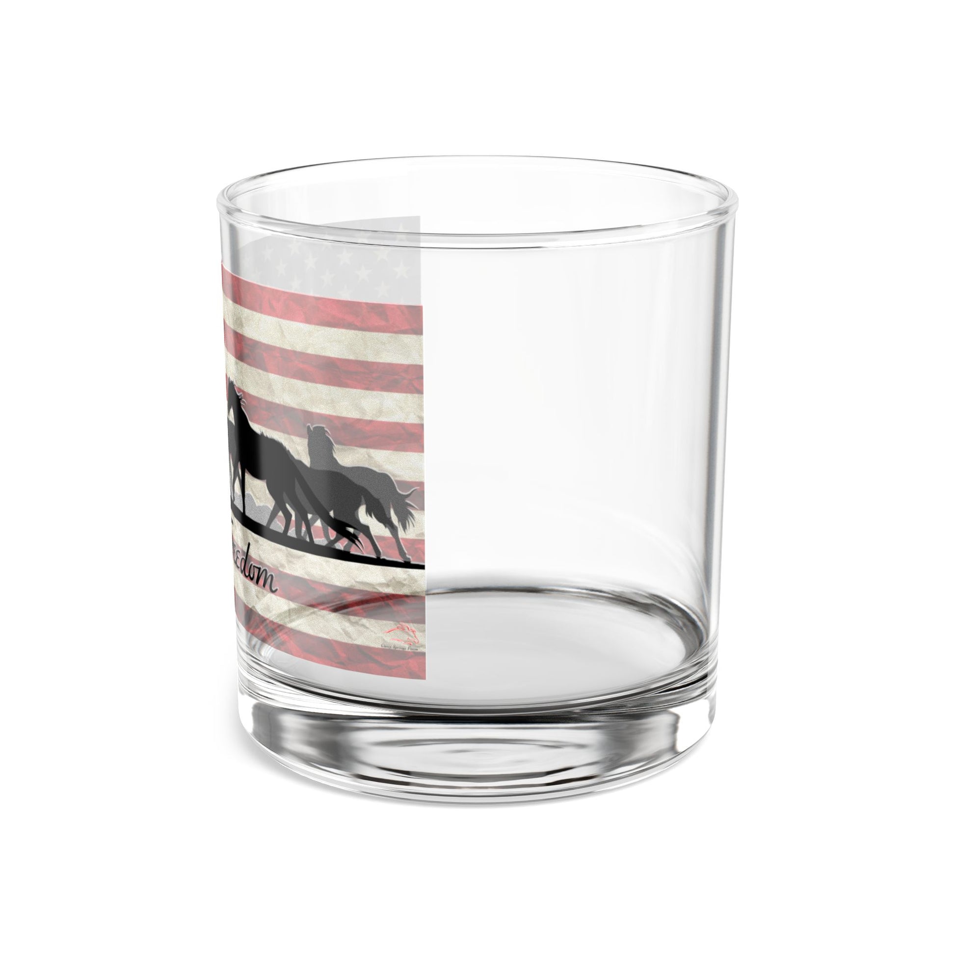 Patriotic Rocks Glass, American Flag Decor, Gift for Horse Lovers, Freedom Themed Drinkware, Country Style Home Bar