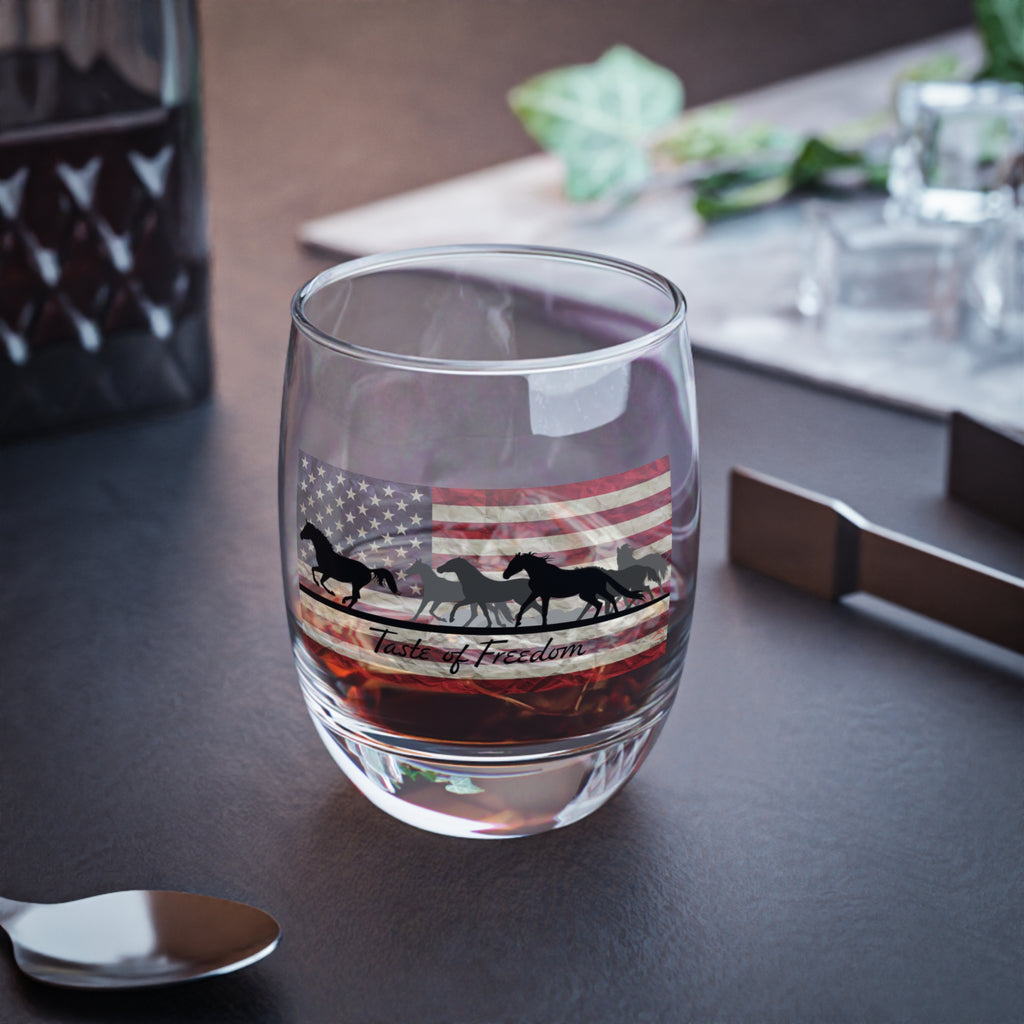 Bourbon Glass with Horses - Taste of Freedom