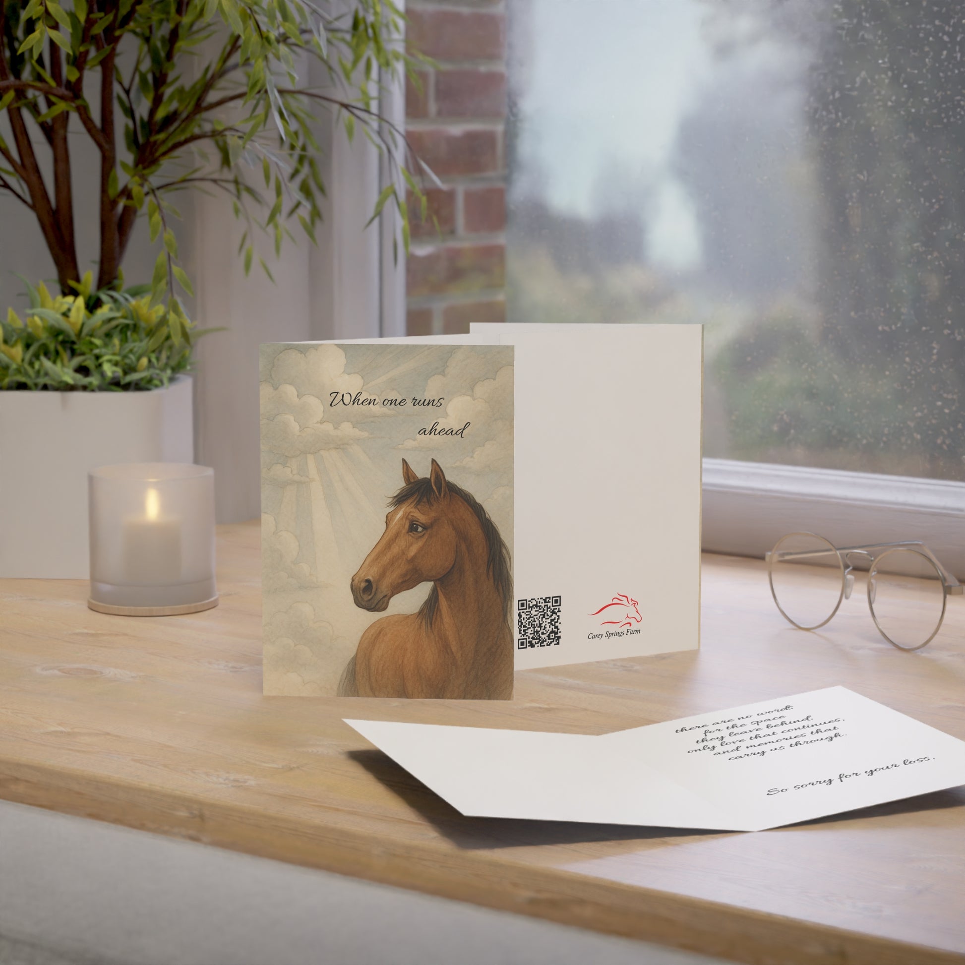 When One Runs Ahead Condolences Card