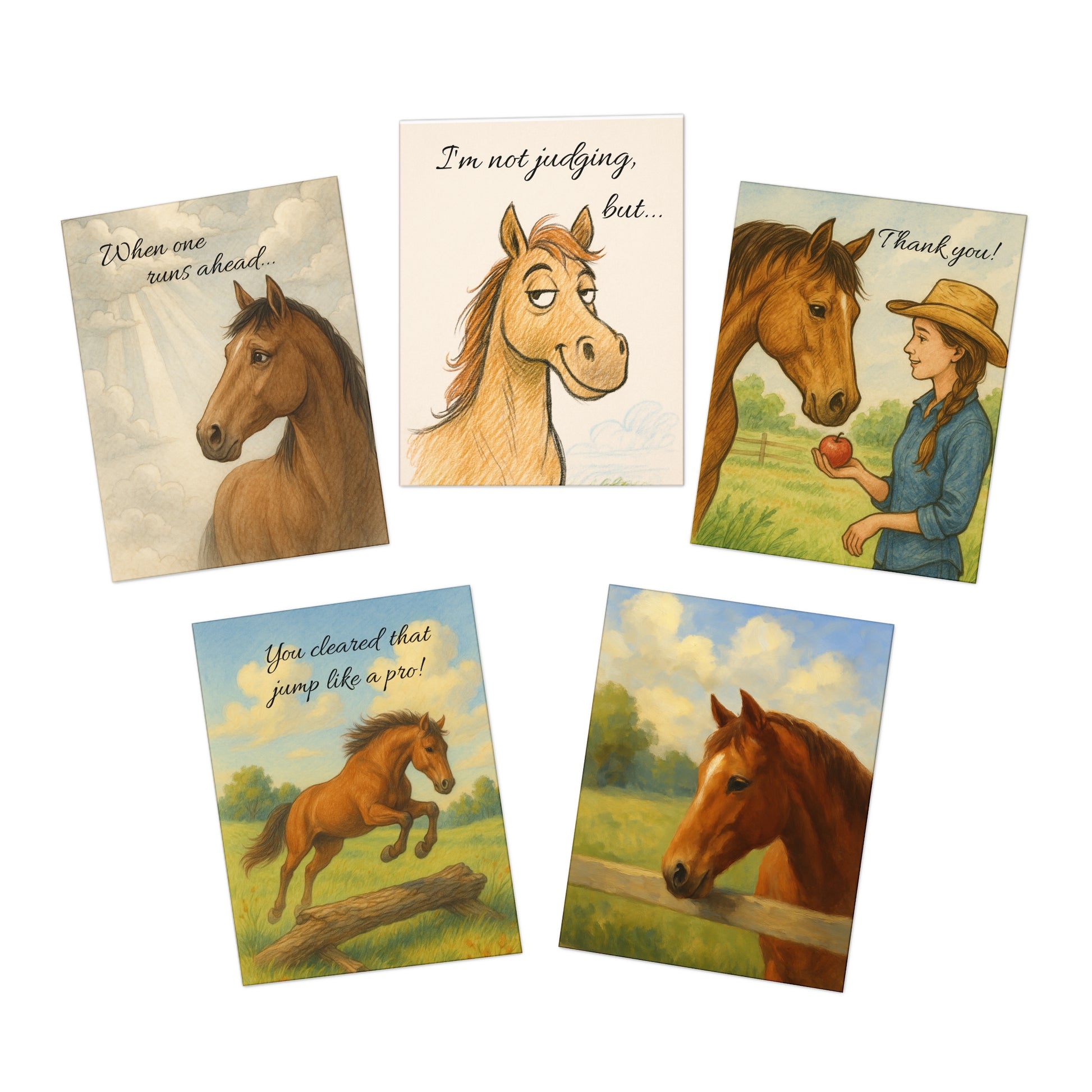 Horse-Inspired Greeting Card Set (5-Pack)