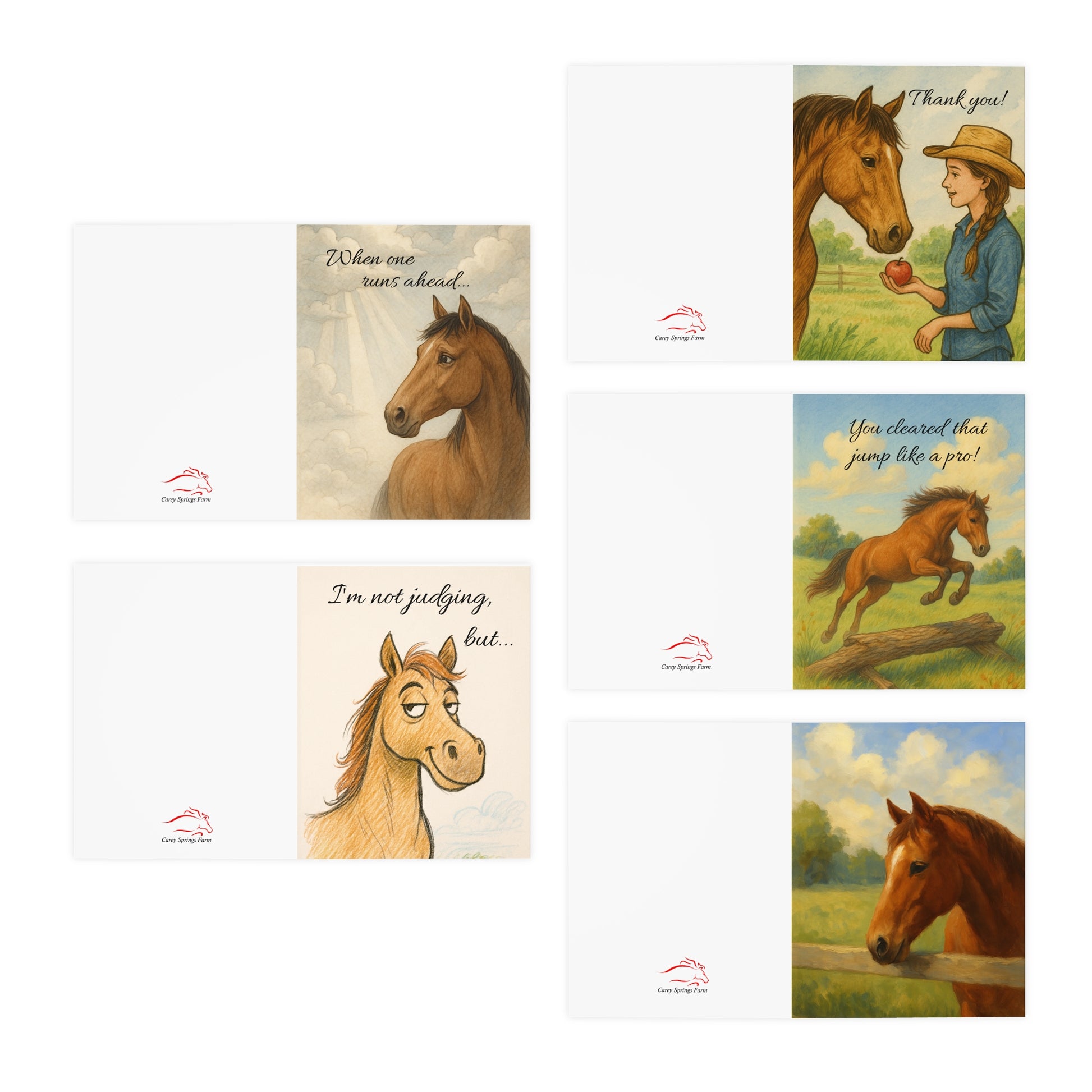 Horse-Inspired Greeting Card Set (5-Pack)