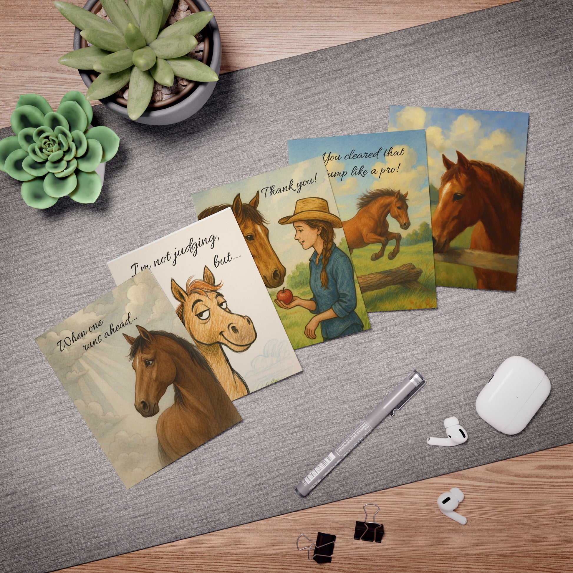 Horse-Inspired Greeting Card Set (5-Pack)
